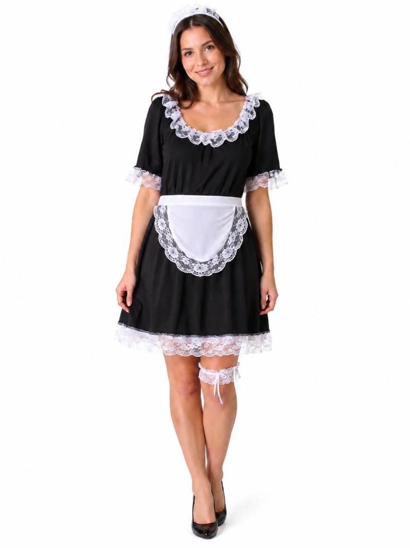 Costume Cameriera Donna Taglia M 44-46 con Grembiule e Copricapo
