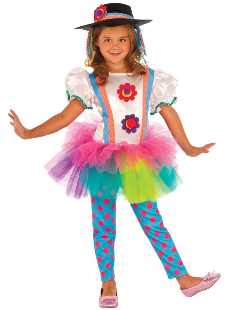 Costume Clown Colorato Per Bambina