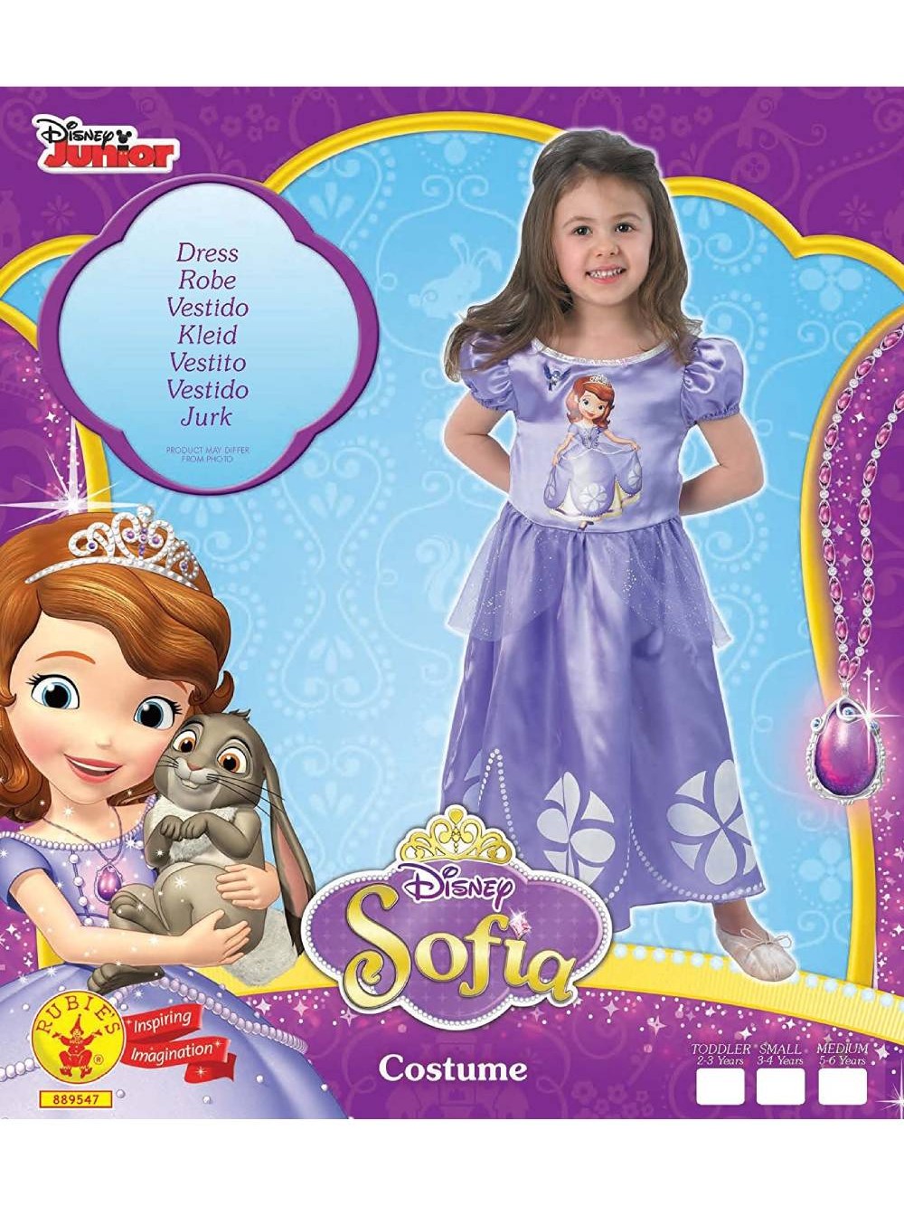 Costume Principessa Sofia Bambina 5-6 Anni Viola - immagine 2