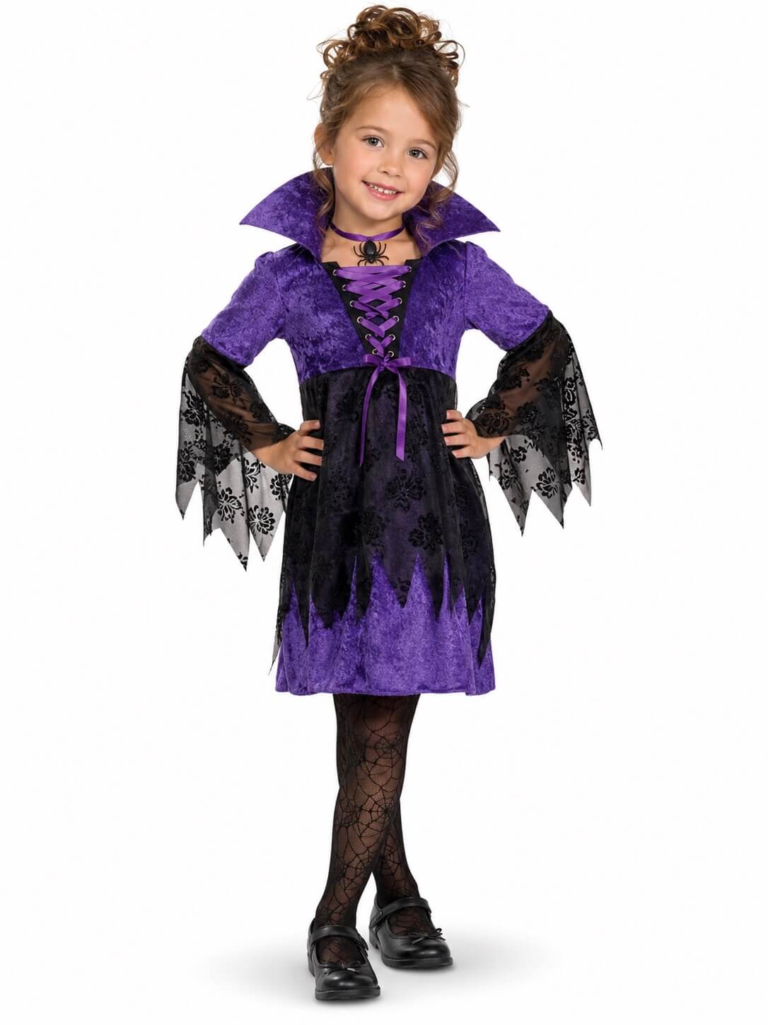 Costume Strega Gothic Halloween Bambina 3-4 anni - immagine 2