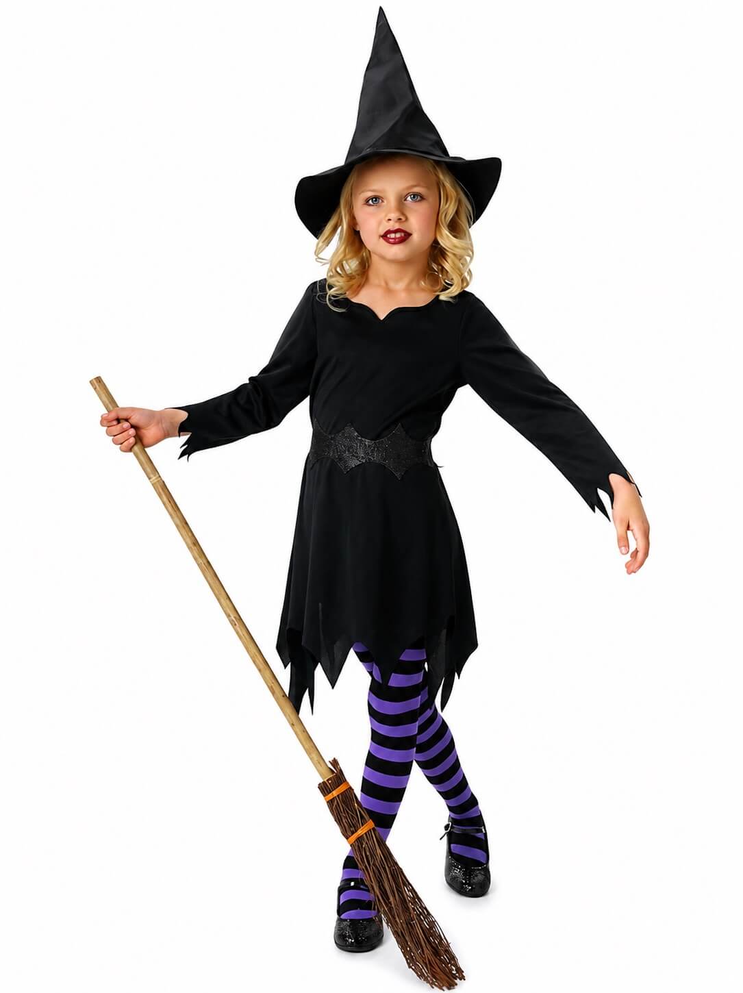Costume Strega Nera Halloween Bambina 5-6 Anni