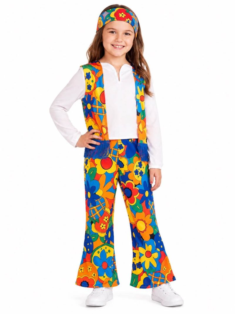 Costume Hippy Girl Bambina 5-7 Anni Anni 70 Rubie's