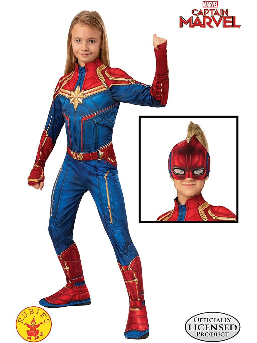 Costume Captain Marvel Bambina Marvel con Maschera - immagine 5