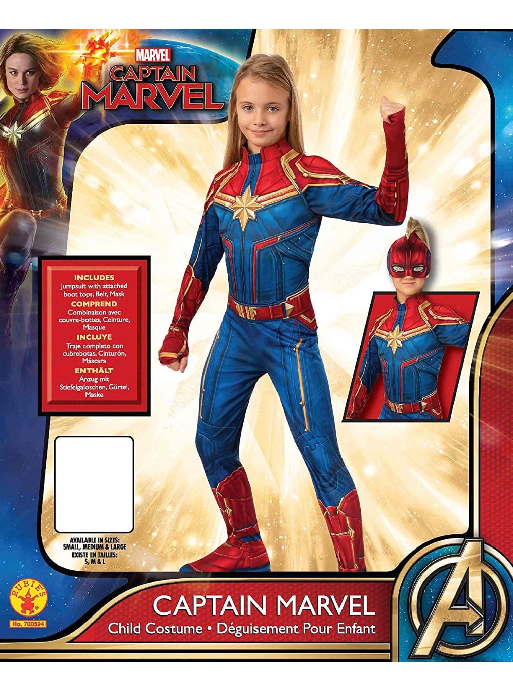 Costume Captain Marvel Bambina Marvel con Maschera - immagine 7