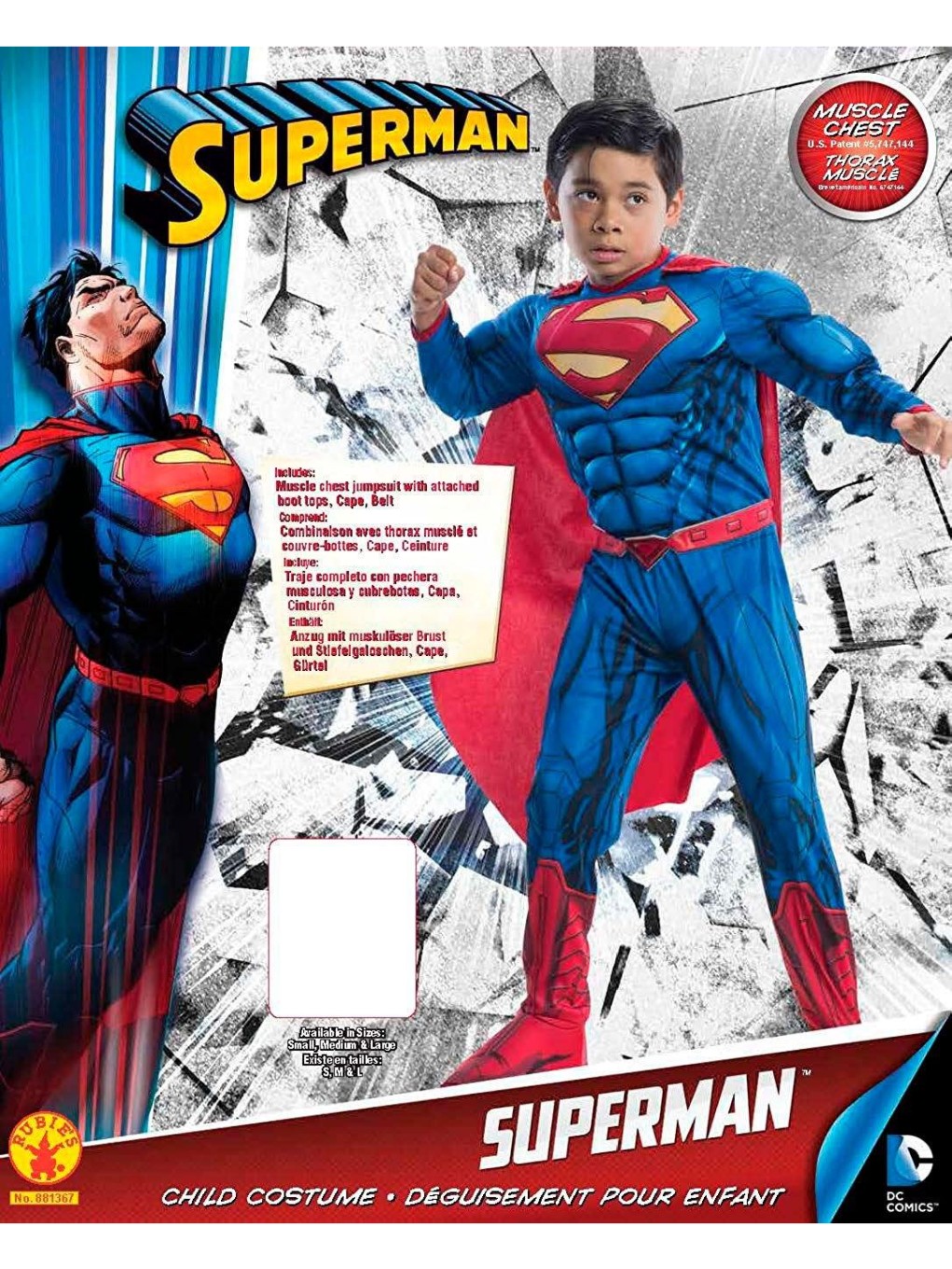Costume Superman Imbottito 8-10 Anni - immagine 4