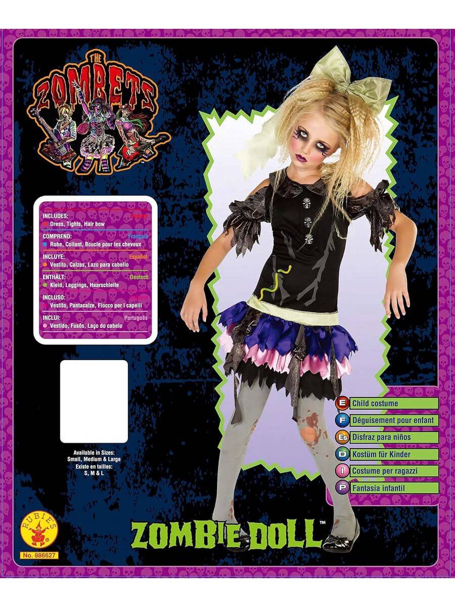 Costume Zombie Doll Bambina 5-7 Anni Halloween - immagine 3