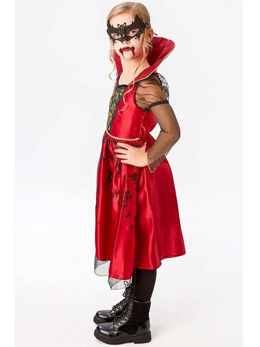 Costume Vampira Halloween Bambina con Maschera - immagine 2