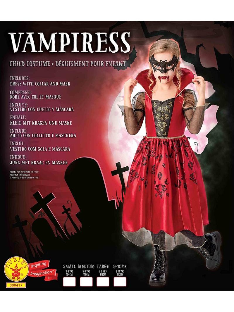 Costume Vampira Halloween Bambina con Maschera - immagine 4