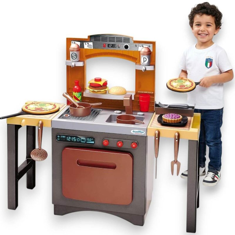 Cucina Pizzeria Giocattolo 2 in 1 con Sgabello e Accessori
