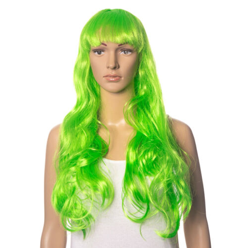 Parrucca Capelli Lunghi Lisci Verde Fluo
