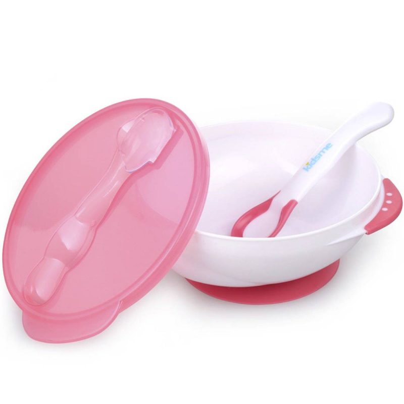Piatto Con Ventosa E Cucchiaino Termocromatico Rosa 9832LA