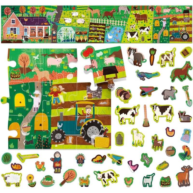 Puzzle Lungo Fattoria con 106 Stickers Headu - immagine 3