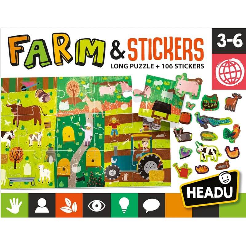 Puzzle Lungo Fattoria con 106 Stickers Headu - immagine 4