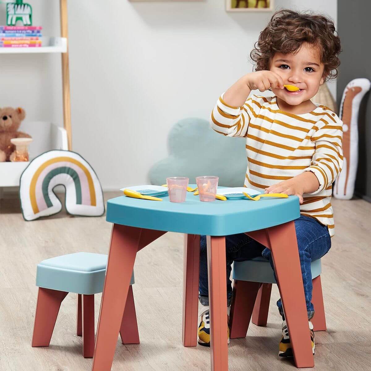 Tavolo Da Gioco Bambini con Sgabelli e Posate - immagine 5