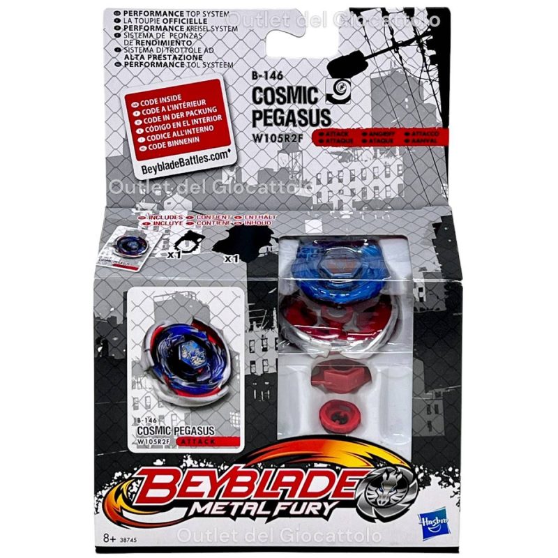 Trottola Beyblade Metal Fury Cosmic Pegasus Attacco