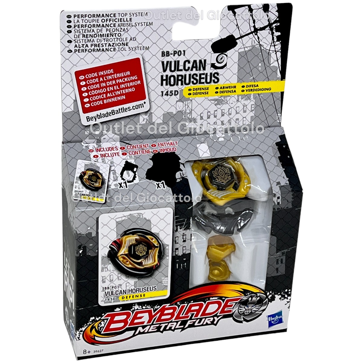 Trottola Beyblade Metal Fury Vulcan Horuseus Difesa - immagine 2