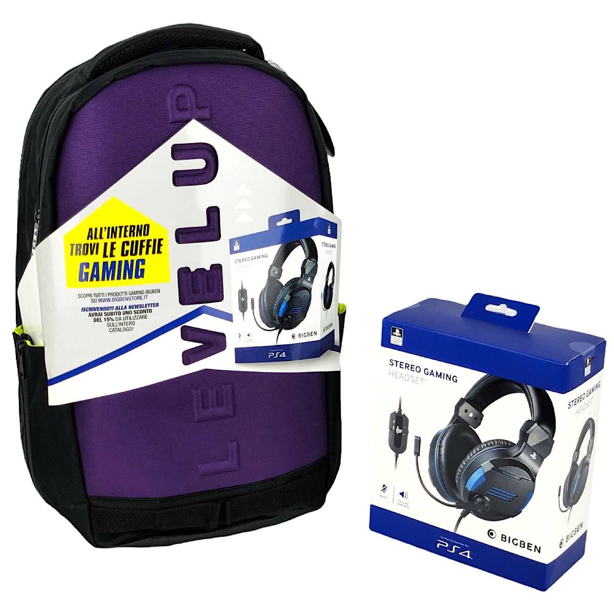 Zaino Level Up con Cuffie Gaming PS4