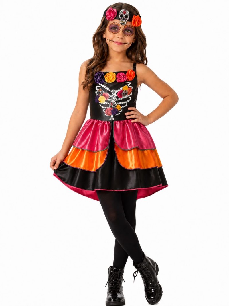 Costume Teschio di Zucchero Bambina Sugar Skull 9 anni