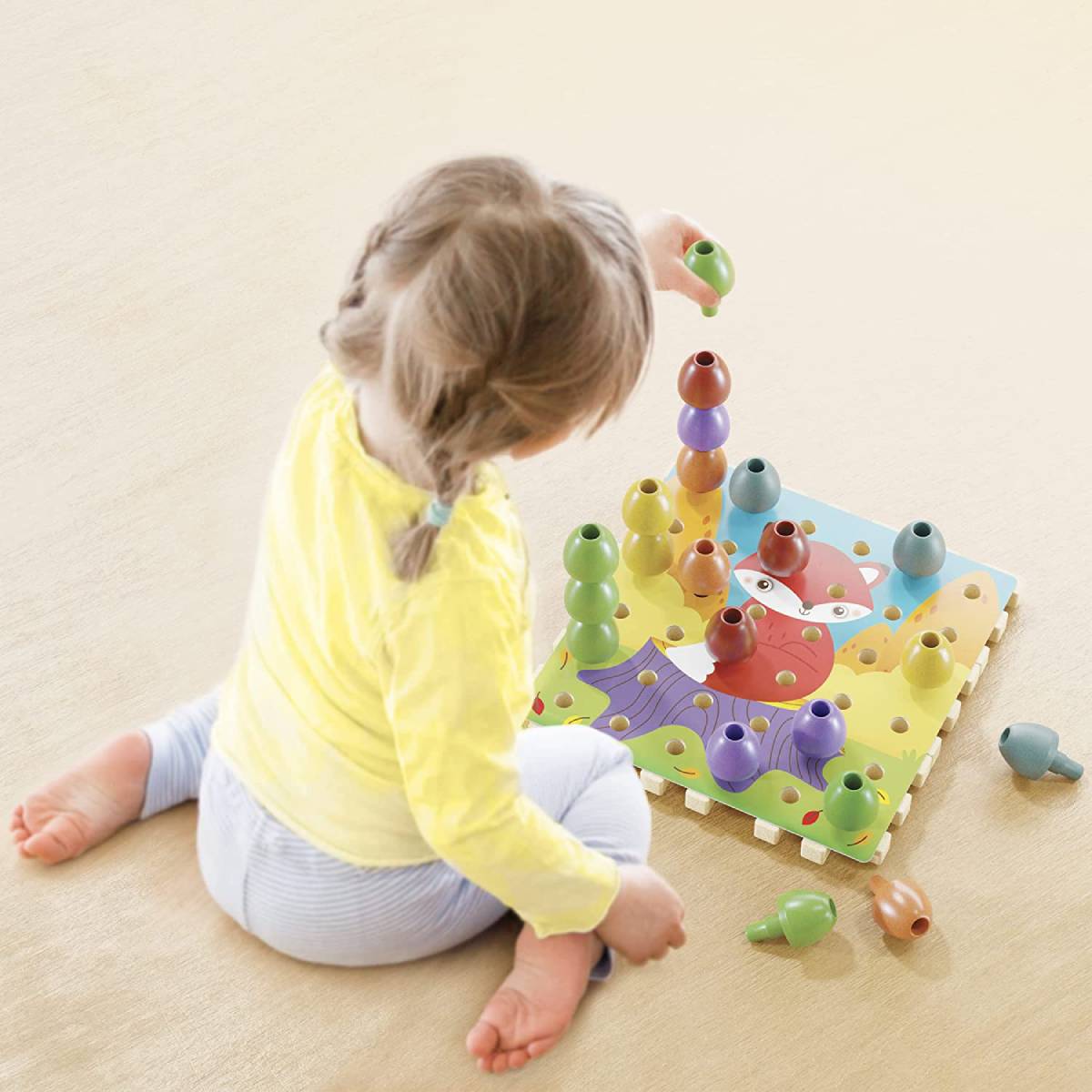 Mosaico con Chiodoni Età 2-5 Anni Jumbo Peggy PlayBio - immagine 2