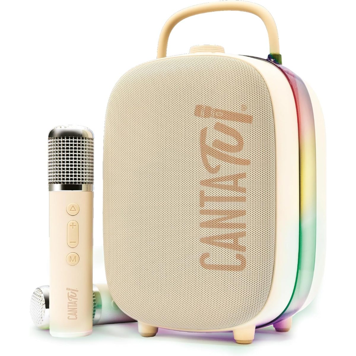 Canta Tu Nina speaker karaoke Bluetooth beige con 2 microfoni wireless e luci LED RGB