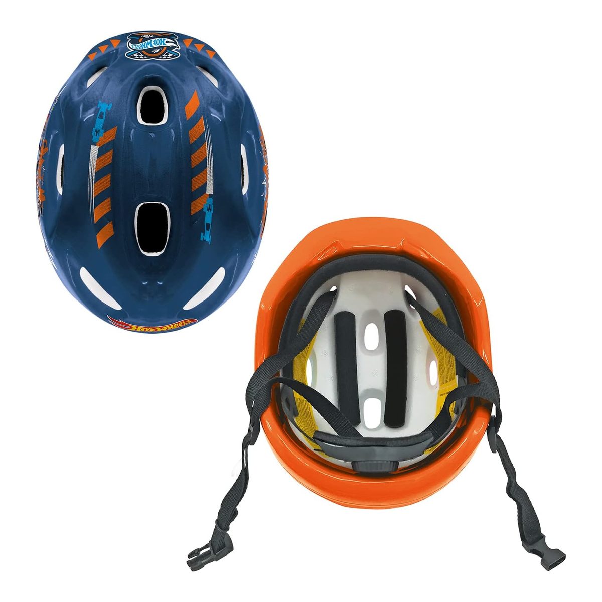 Casco bambino bici Hot Wheels vista posteriore e interno imbottito