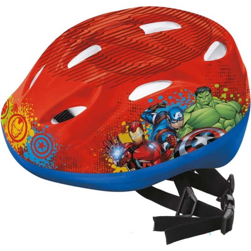 Casco bici bambino Avengers rosso vista tre quarti