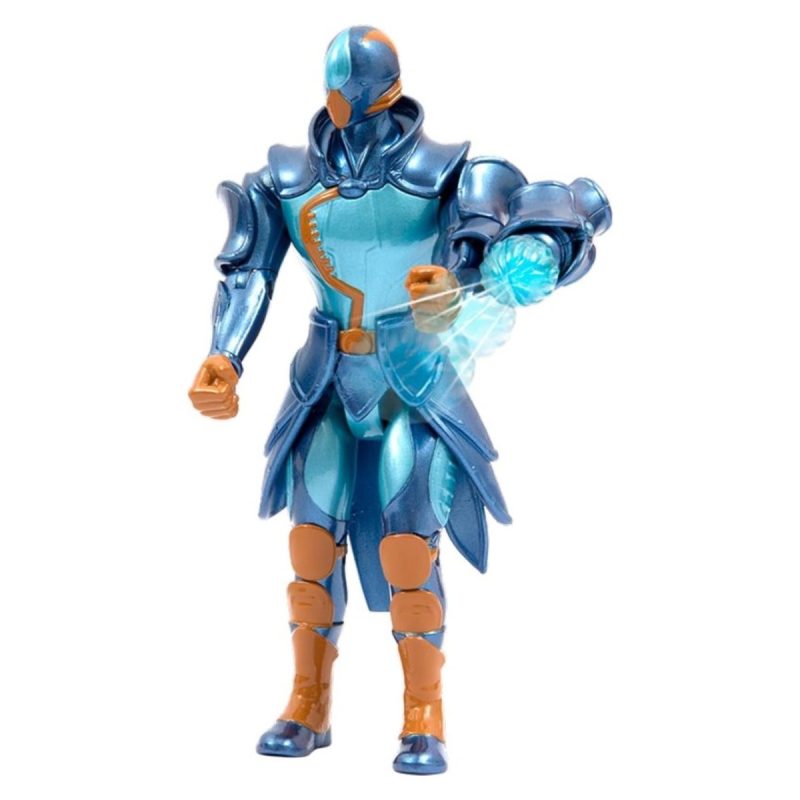 Personaggio Gormiti Aqu Carter 15 cm articolato con armatura blu e sfera d'acqua