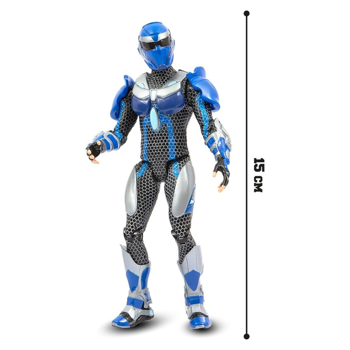Action figure Gormiti Carter The New Era alta 15 cm, armatura blu con rete argentata