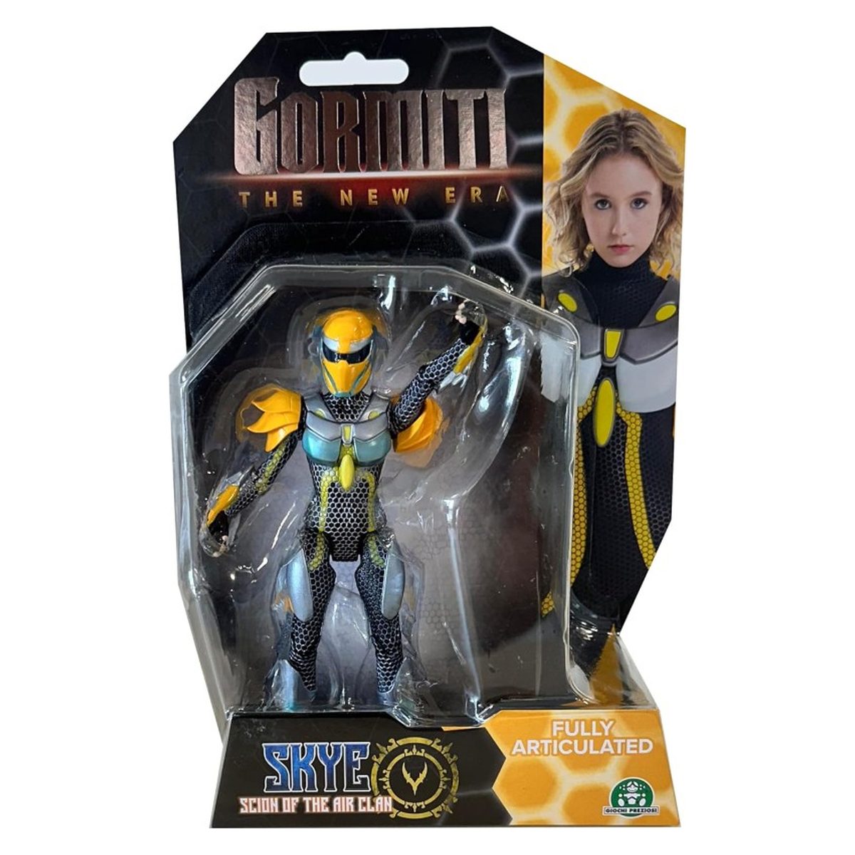 Confezione blister dell'action figure Gormiti Skye Scion del Clan dell'Aria di Giochi Preziosi