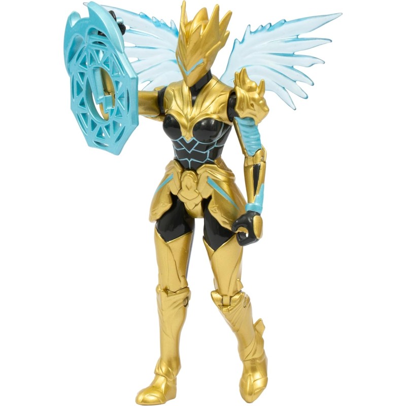 Gormita Windel del Clan dell'Aria in armatura dorata con ali cristalline e sfera azzurra, action figure Gormiti da 15 cm
