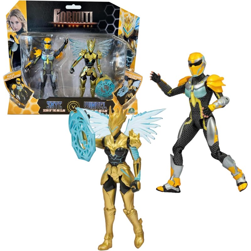 Confezione del set Gormiti Skye e Windel con i due personaggi da 15 cm in primo piano