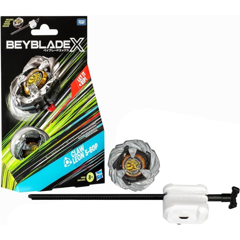 Hasbro Beyblade X Claw Leon 5-60P: confezione fronte con trottola, lancia e starter inclusi