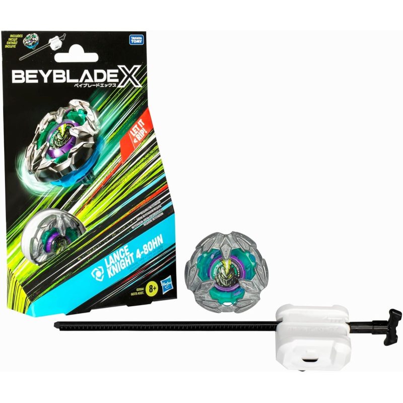 Hasbro Beyblade X Lance Knight 4-80HN – confezione fronte con trottola, corda di lancio e launcher inclusi