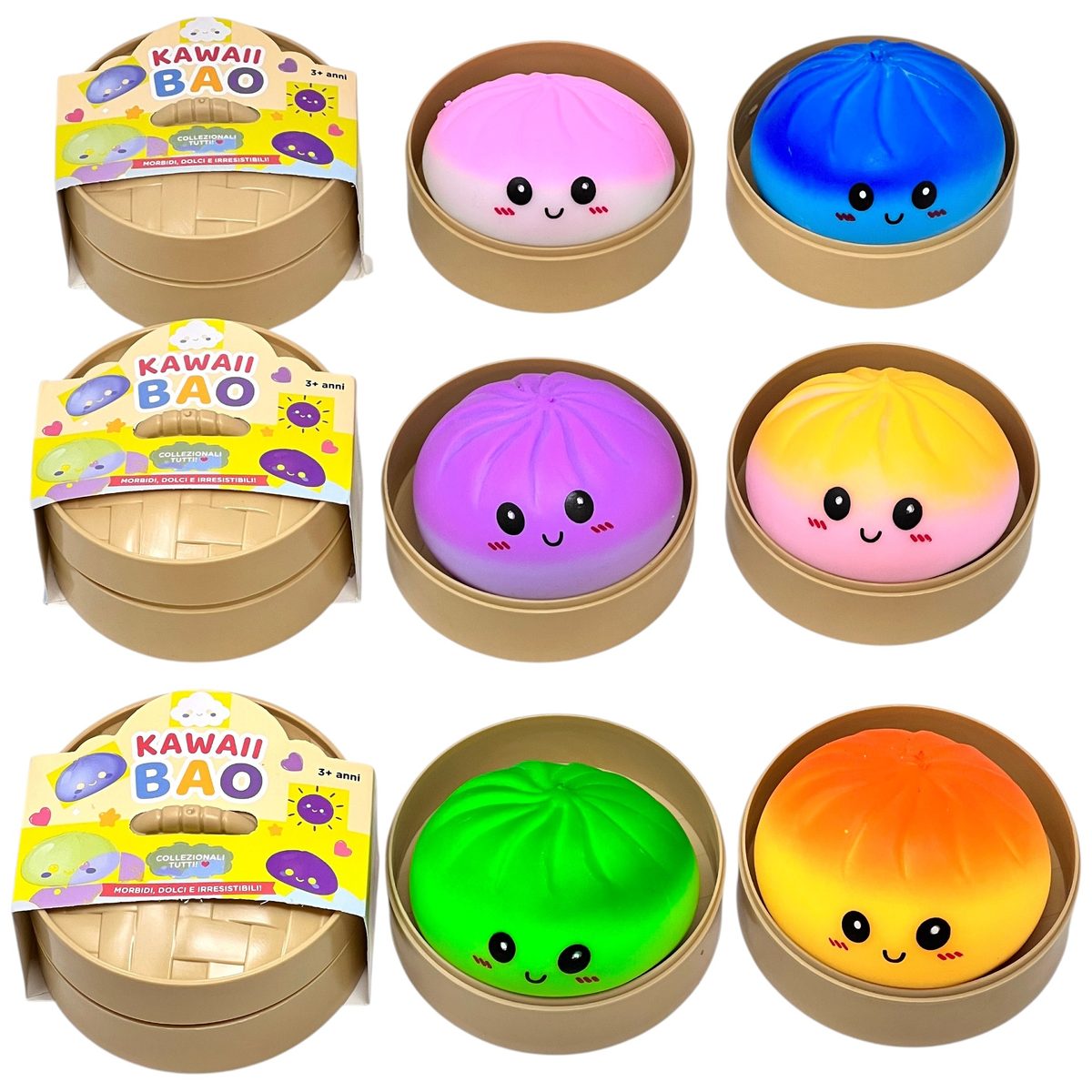 Squishy Bao Kawaii singoli nella confezione a cestello