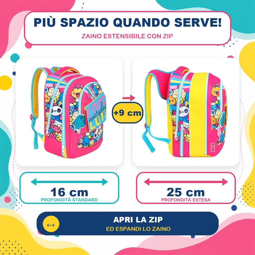 Zaino Love GoPOP Estensibile per bambine scuola