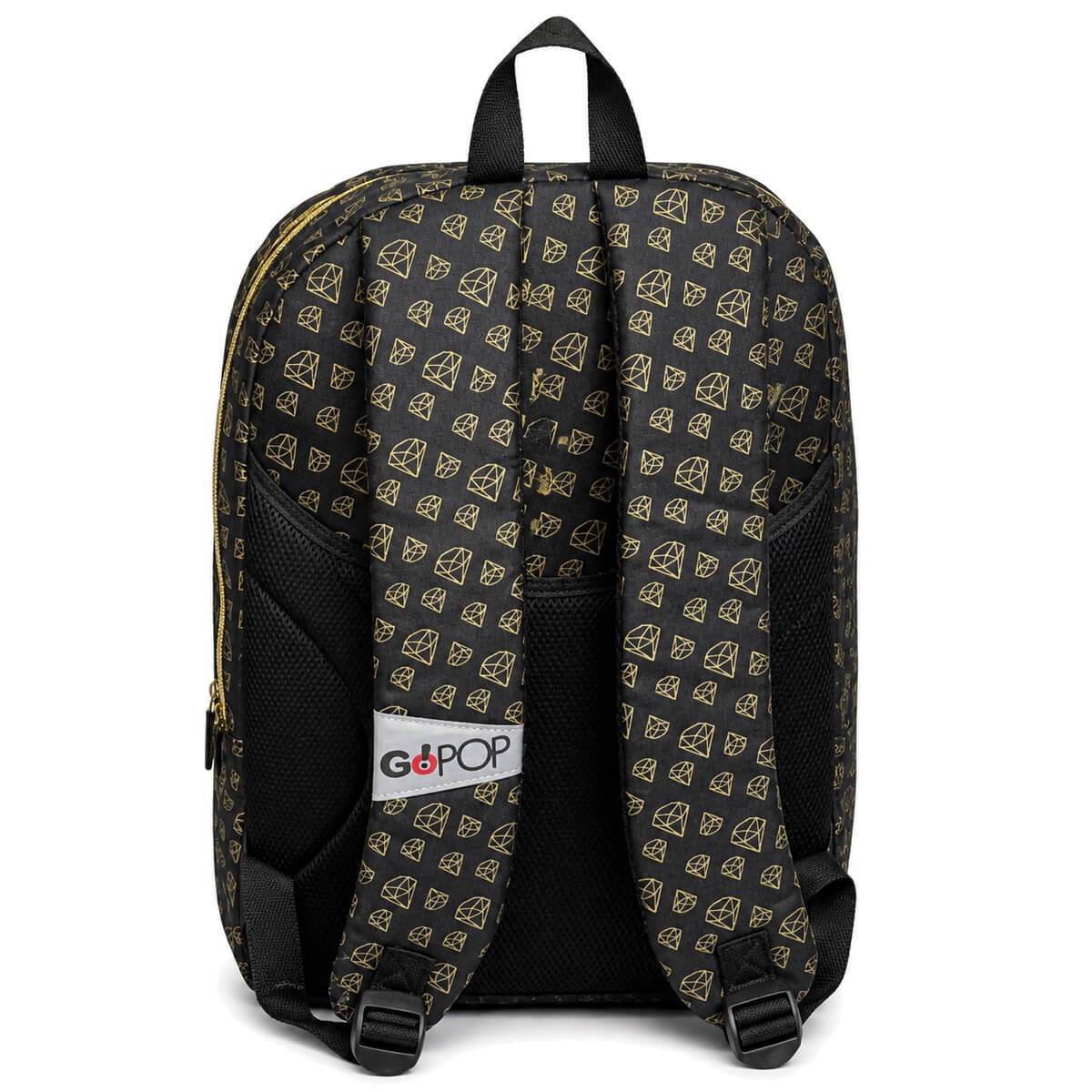 Retro dello zaino GoPop Trap con spallacci regolabili ed etichetta GoPop