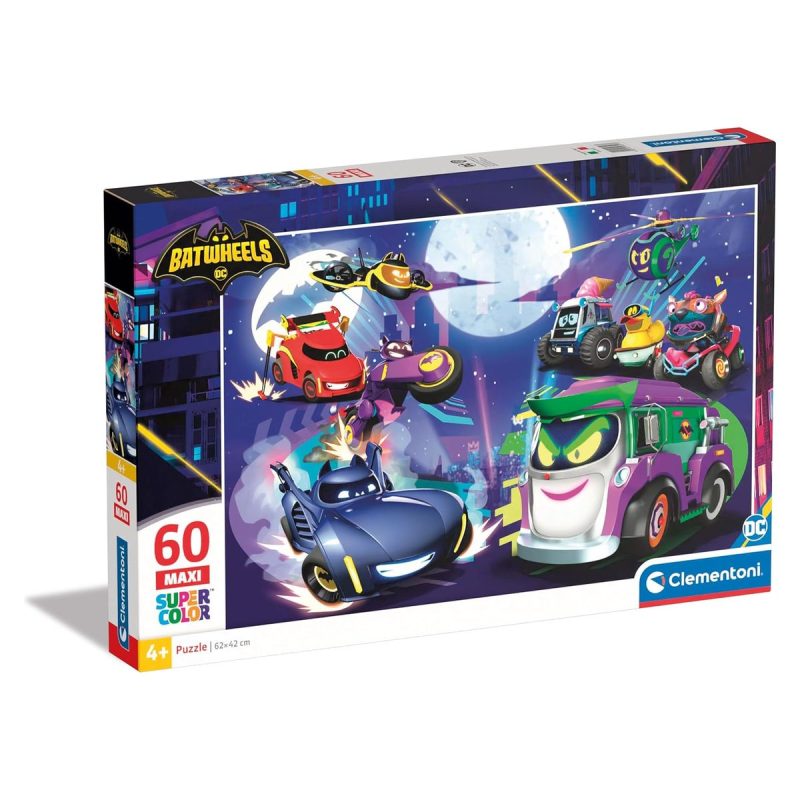 Confezione del puzzle Batwheels 60 pezzi maxi Clementoni Supercolor per bambini dai 4 anni