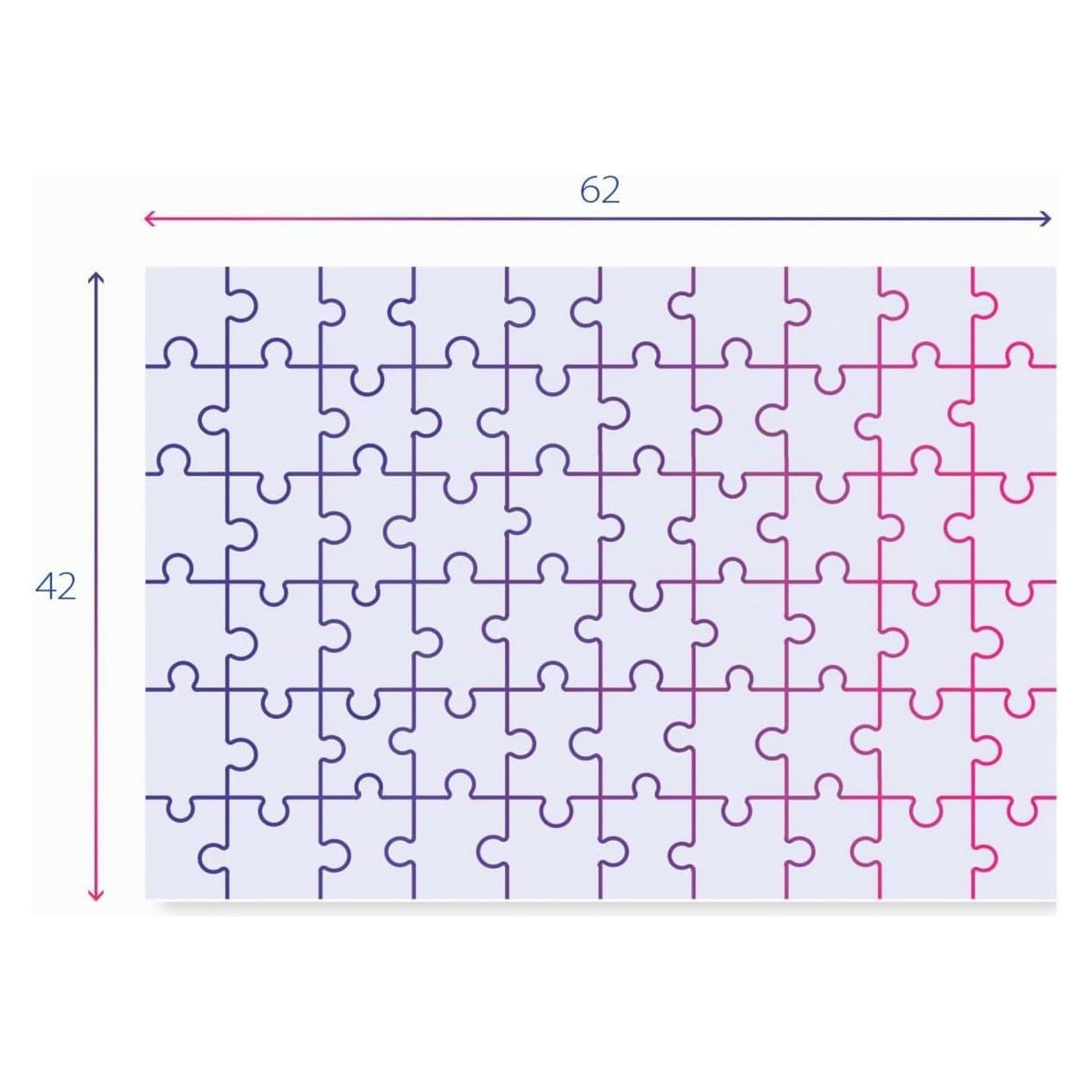 Schema delle dimensioni del puzzle Batwheels completo: 62 x 42 cm