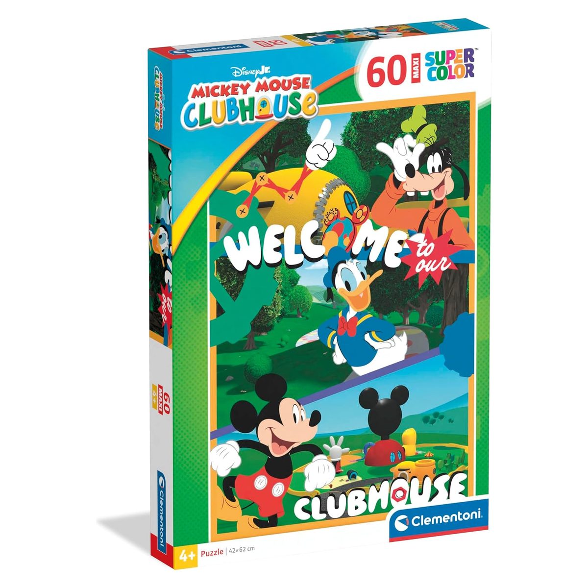 Confezione del puzzle Topolino 60 pezzi maxi Clementoni Supercolor con Mickey Mouse Clubhouse