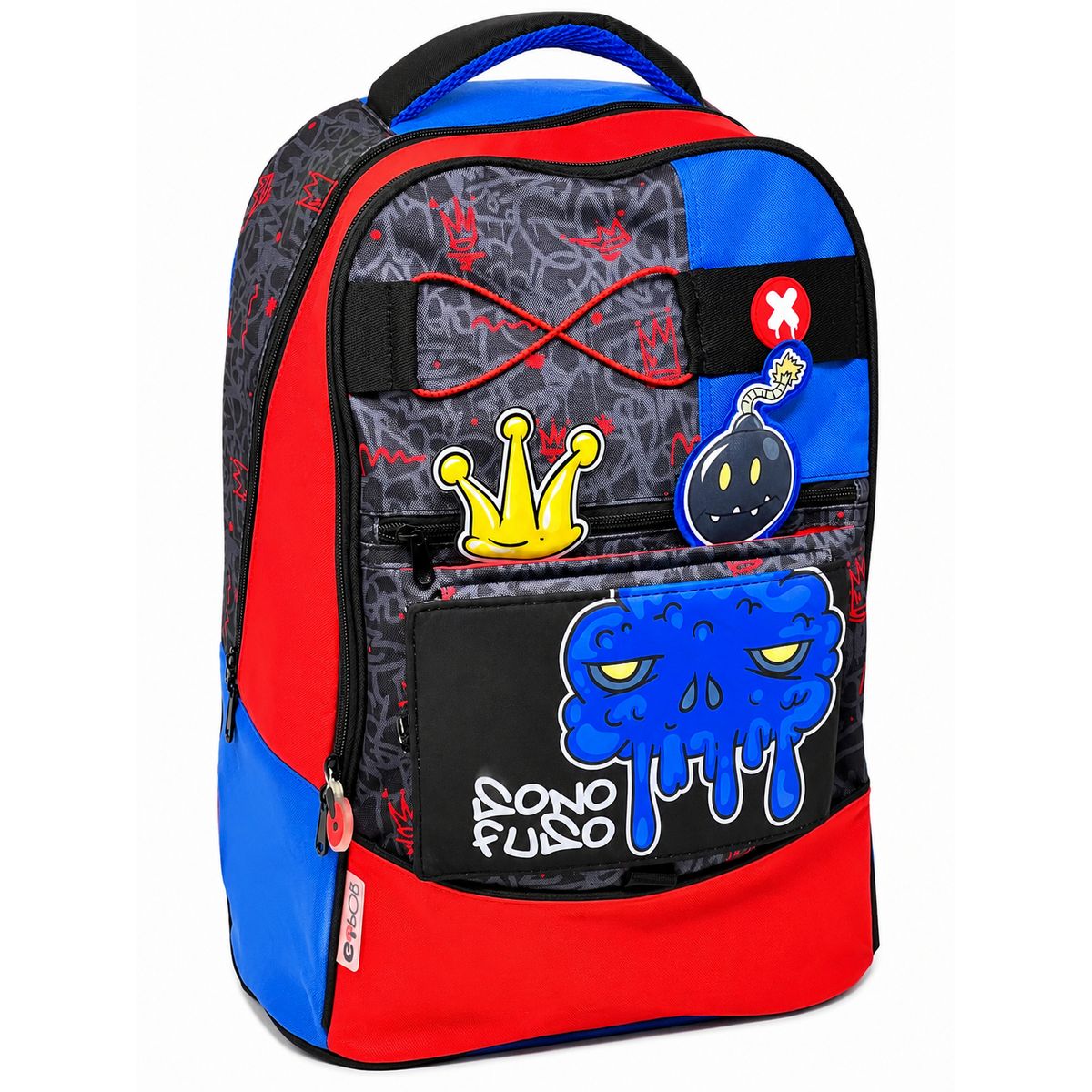 Zaino scuola GoPop Nightmare con pop girevole teschio blu che cola e scritta Sono fuoco