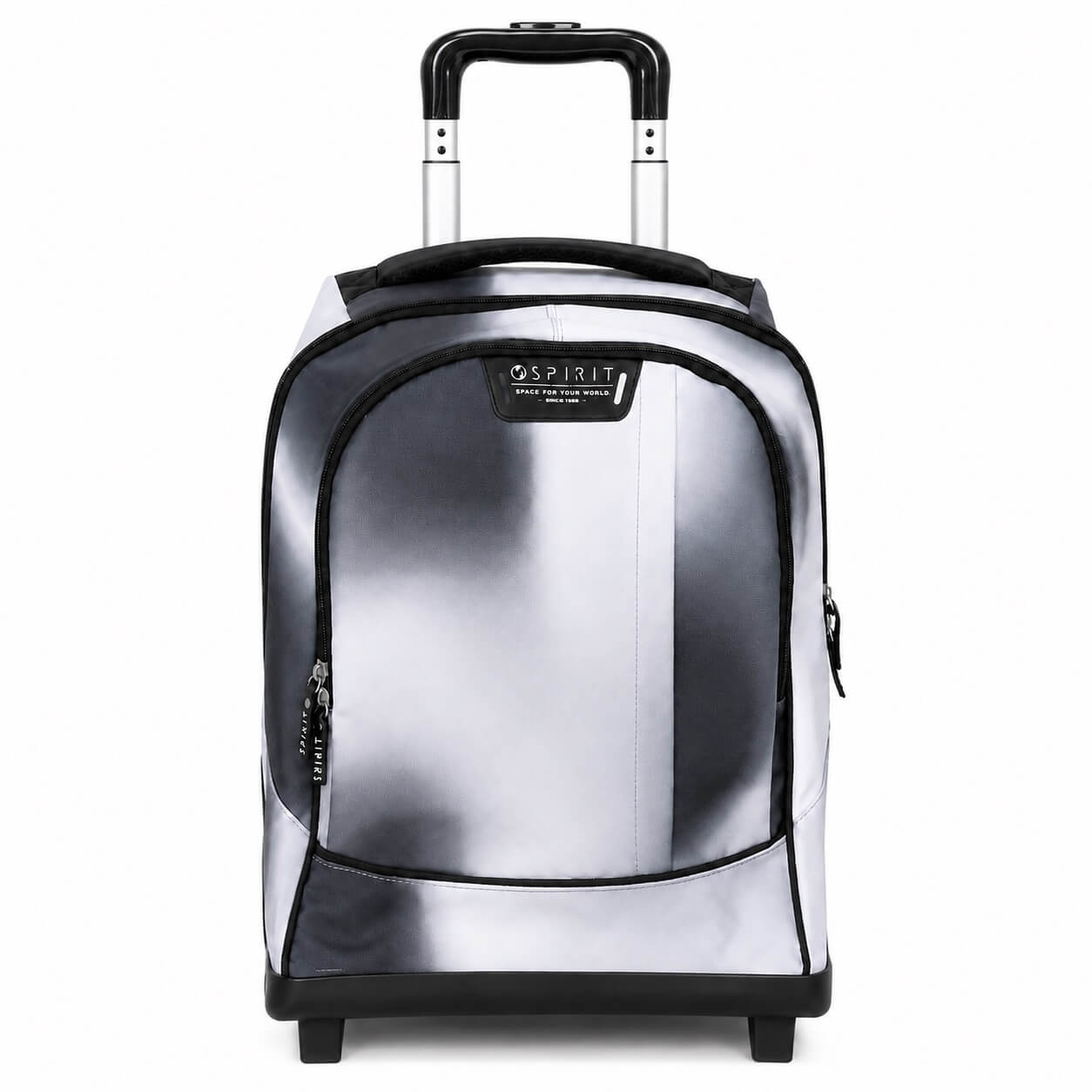 Trolley scuola 2 ruote Spirit City Hazy Grey grigio e nero visto di tre quarti con manico telescopico estratto 5