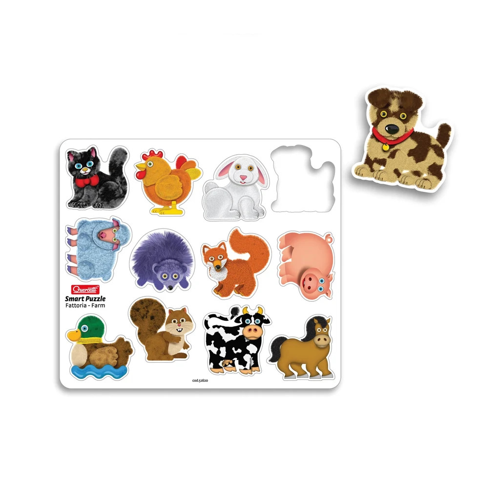 I 12 animali dello Smart Puzzle Fattoria Quercetti