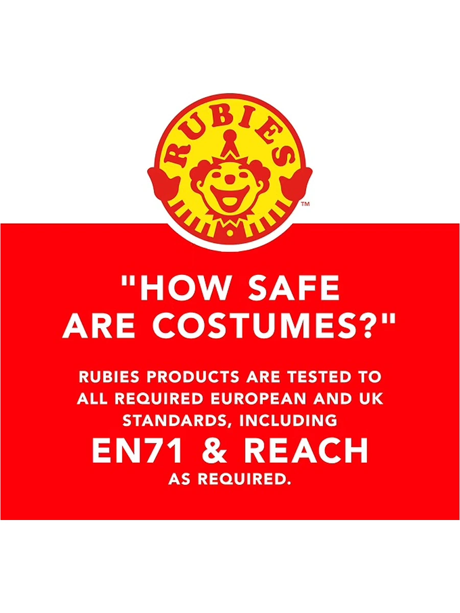 Grafica Rubie's sui controlli di sicurezza dei costumi secondo EN71 e REACH