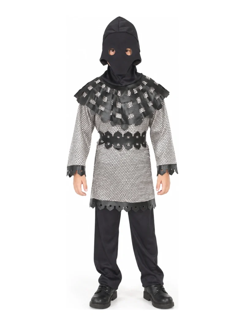 Costume cavaliere medievale Rubie’s Medium indossato, vista frontale senza ascia
