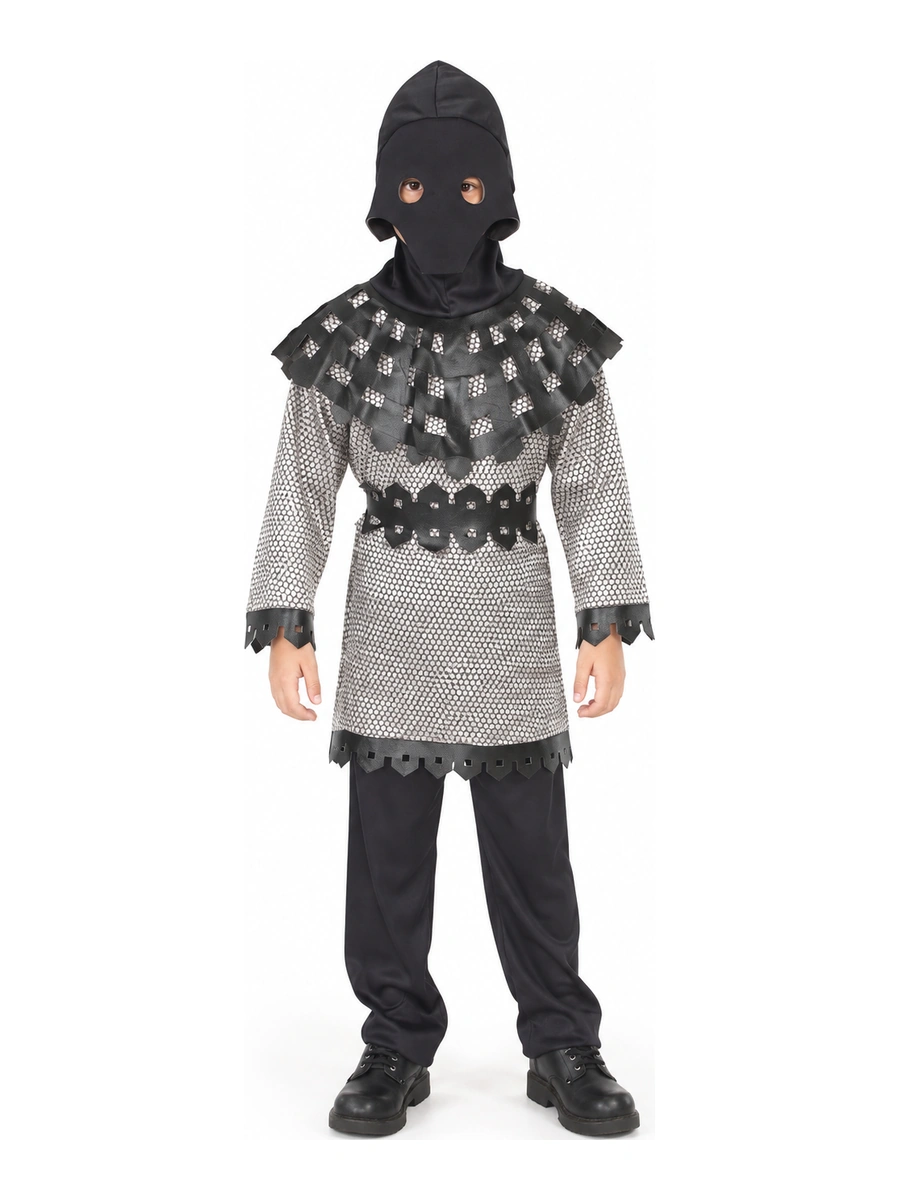 Costume cavaliere medievale Rubie’s Medium indossato, vista frontale senza ascia
