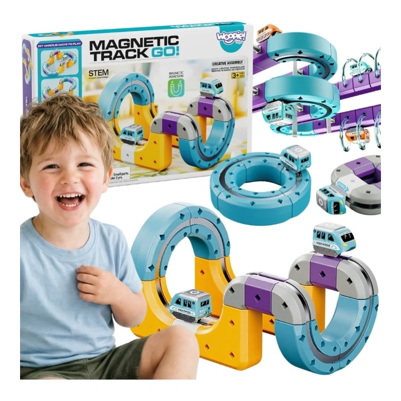 Pista Magnetica 3D Con Trenino Elettrico USB 38 Pezzi