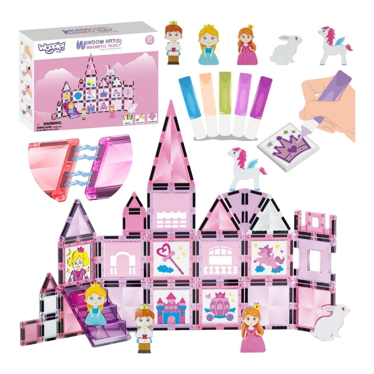 Set completo Woopie con castello, personaggi, pennarelli e confezione