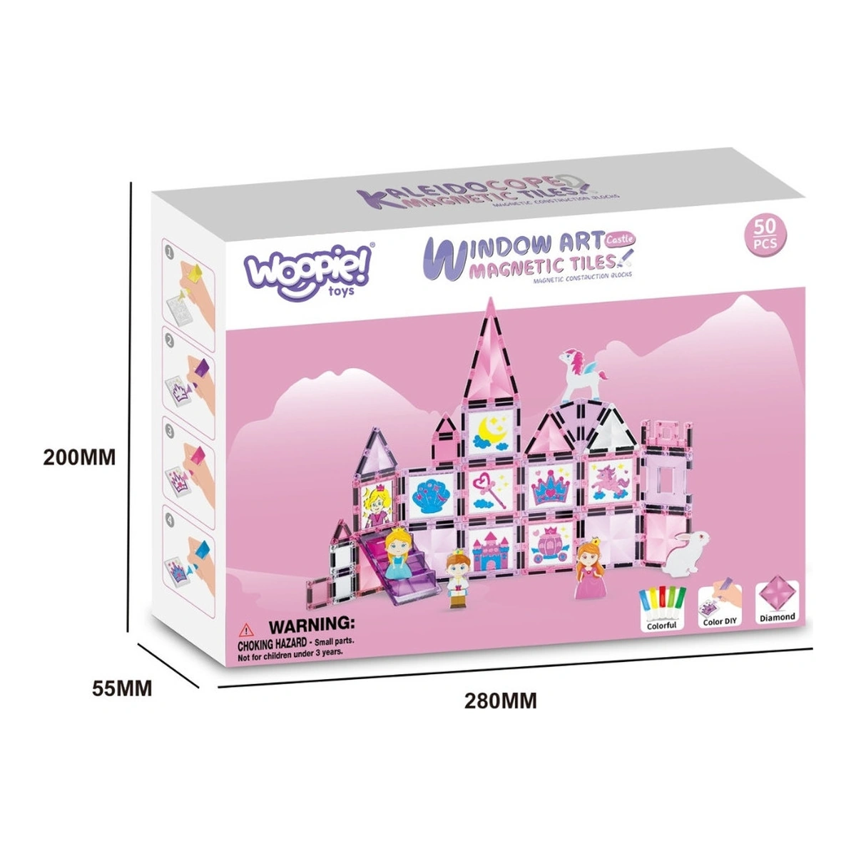 Confezione Woopie con misure illustrate 280 × 200 × 55 mm