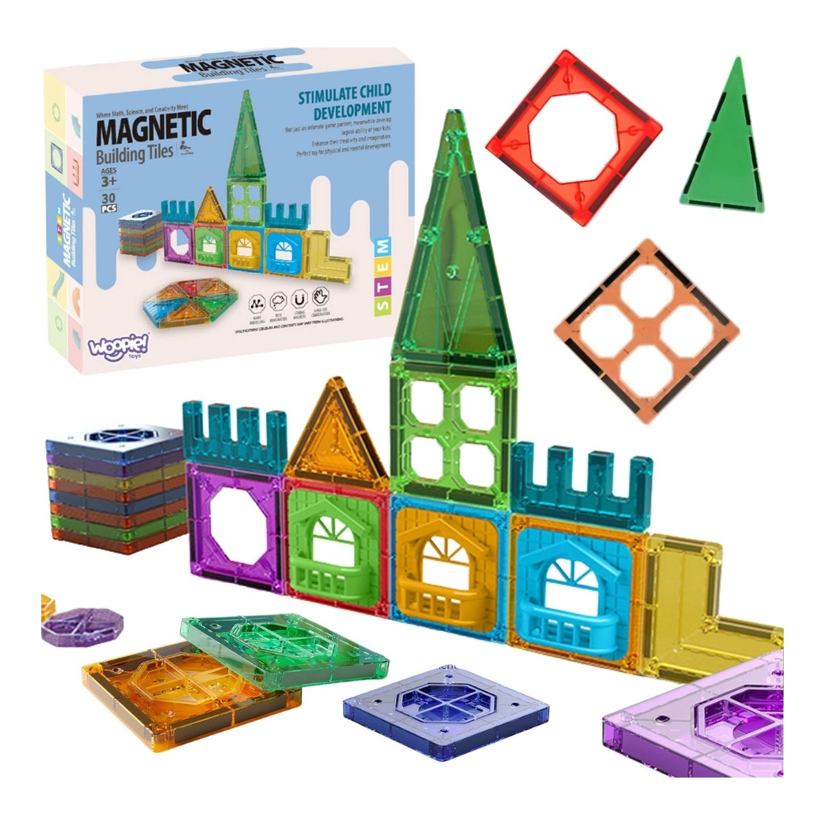 Set Woopie con castello magnetico, tessere e confezione da 30 pezzi