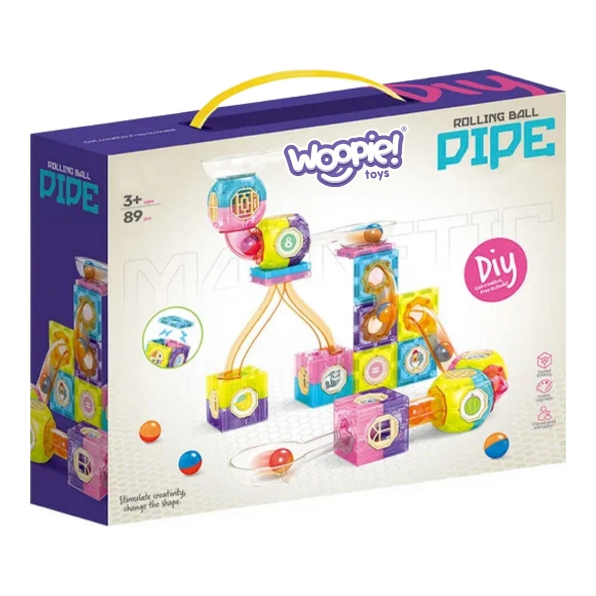 Confezione Woopie Rolling Ball Pipe da 89 pezzi con maniglia